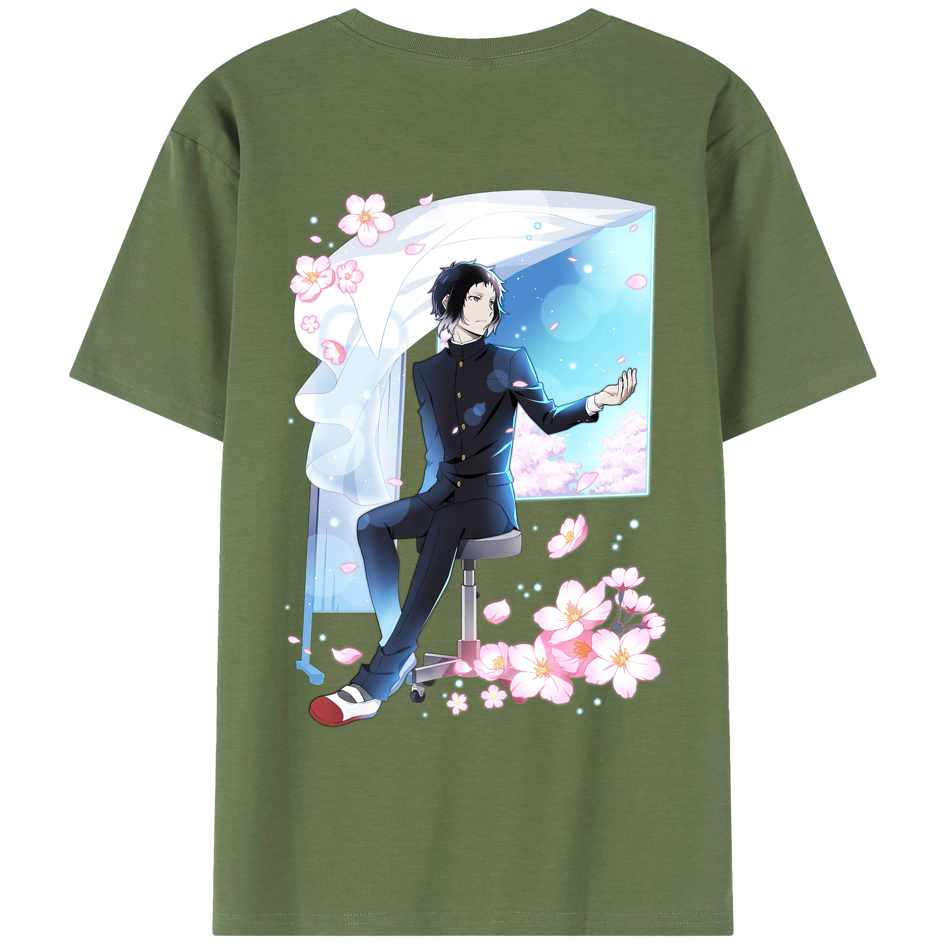 （画像用） 文豪ストレイドッグス Bungo Stray Dogs 綿100％ メンズ半袖Tシャツ（バックプリント） 通気性